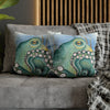 Green Octopus Kraken Watercolor Art Spun Polyester Square Pillow Case Home Decor