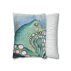 Green Octopus Kraken Watercolor Art Spun Polyester Square Pillow Case Home Decor