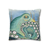 Green Octopus Kraken Watercolor Art Spun Polyester Square Pillow Case Home Decor