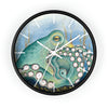 Green Octopus Tentacles Art Watercolor Wall Clock Black / White 10 Home Decor