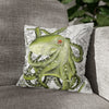Green Octopus Vintage Map Art Spun Polyester Square Pillow Case 14 × Home Decor