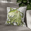 Green Octopus Vintage Map Art Spun Polyester Square Pillow Case 16 × Home Decor
