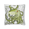 Green Octopus Vintage Map Art Spun Polyester Square Pillow Case Home Decor