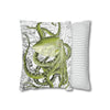 Green Octopus Vintage Map Art Spun Polyester Square Pillow Case Home Decor