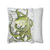 Green Octopus Vintage Map Art Spun Polyester Square Pillow Case Home Decor