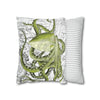 Green Octopus Vintage Map Art Spun Polyester Square Pillow Case Home Decor