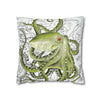 Green Octopus Vintage Map Art Spun Polyester Square Pillow Case Home Decor