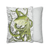 Green Octopus Vintage Map Art Spun Polyester Square Pillow Case Home Decor