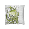 Green Octopus Vintage Map Art Spun Polyester Square Pillow Case Home Decor