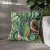 Green Octopus Vintage Map Watercolor Art Spun Polyester Square Pillow Case 16 × Home Decor