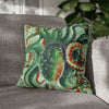 Green Octopus Vintage Map Watercolor Art Spun Polyester Square Pillow Case 18 × Home Decor