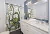 Green Octopus Vintage Map White Shower Curtain Home Decor