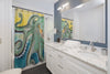 Green Octopus Watercolor Art Shower Curtain Home Decor