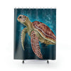 Green Sea Turtle Ocean Art Shower Curtain 71 × 74 Home Decor