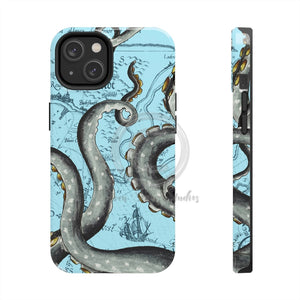 Grey Blue Octopus Tentacle Vintage Map Case Mate Tough Phone Cases Iphone 14
