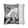 Grey Octopus Kraken Compass Map Spun Polyester Square Pillow Case Home Decor