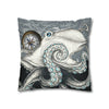 Grey Octopus Kraken Compass Map Spun Polyester Square Pillow Case Home Decor