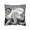 Grey Octopus Kraken Compass Map Spun Polyester Square Pillow Case Home Decor