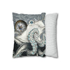 Grey Octopus Kraken Compass Map Spun Polyester Square Pillow Case Home Decor