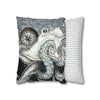 Grey Octopus Kraken Compass Map Spun Polyester Square Pillow Case Home Decor