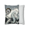 Grey Octopus Kraken Compass Map Spun Polyester Square Pillow Case Home Decor