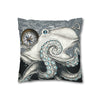 Grey Octopus Kraken Compass Map Spun Polyester Square Pillow Case Home Decor