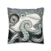 Grey Octopus Kraken Compass Map Spun Polyester Square Pillow Case Home Decor