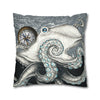 Grey Octopus Kraken Compass Map Spun Polyester Square Pillow Case Home Decor