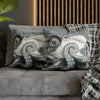 Grey Octopus Kraken Compass Map Spun Polyester Square Pillow Case Home Decor