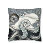 Grey Octopus Kraken Compass Map Spun Polyester Square Pillow Case Home Decor