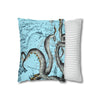 Grey Octopus Kraken Vintage Map Blue Art Spun Polyester Square Pillow Case Home Decor