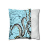 Grey Octopus Kraken Vintage Map Blue Art Spun Polyester Square Pillow Case Home Decor