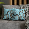 Grey Octopus Kraken Vintage Map Blue Art Spun Polyester Square Pillow Case Home Decor