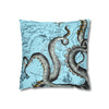 Grey Octopus Kraken Vintage Map Blue Art Spun Polyester Square Pillow Case Home Decor