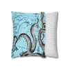 Grey Octopus Kraken Vintage Map Blue Art Spun Polyester Square Pillow Case Home Decor