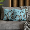 Grey Octopus Kraken Vintage Map Blue Art Spun Polyester Square Pillow Case Home Decor