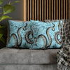 Grey Octopus Kraken Vintage Map Blue Art Spun Polyester Square Pillow Case Home Decor