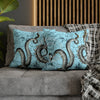 Grey Octopus Kraken Vintage Map Blue Art Spun Polyester Square Pillow Case Home Decor