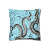 Grey Octopus Kraken Vintage Map Blue Art Spun Polyester Square Pillow Case Home Decor