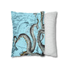 Grey Octopus Kraken Vintage Map Blue Art Spun Polyester Square Pillow Case Home Decor