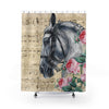 Horse Roses Vintage Music Art Shower Curtain 71 × 74 Home Decor
