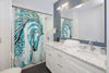 Horse Teal Turquoise Arabian Watercolor Art Shower Curtain Home Decor