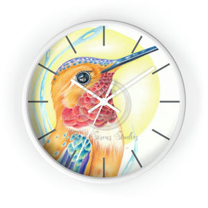 Hummingbird Colored Pencil Art Wall Clock White / 10 Home Decor