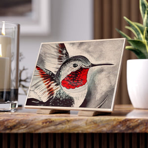 Hummingbird Ink Modern Black Red Art Ceramic Photo Tile 6 × 8 / Glossy Home Decor