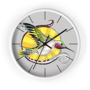 Hummingbird Tribal Sun Ink Art Wall Clock White / Black 10 Home Decor