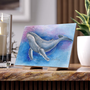 Humpback Whale And The Bubbles Watercolor Art Ceramic Photo Tile 6 × 8 / Glossy Home Decor