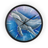 Humpback Whale And The Bubbles Watercolor Art Wall Clock Black / 10 Home Decor
