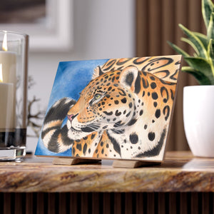 Jaguar Prowl Exotic Jungle Watercolor Art Ceramic Photo Tile 6 × 8 / Glossy Home Decor
