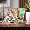 Jaguar Prowl Jungle Watercolor Art Ceramic Photo Tile Home Decor