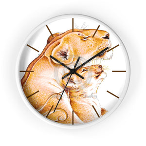 Lioness And The Cub Love Ink Art Wall Clock White / Black 10 Home Decor